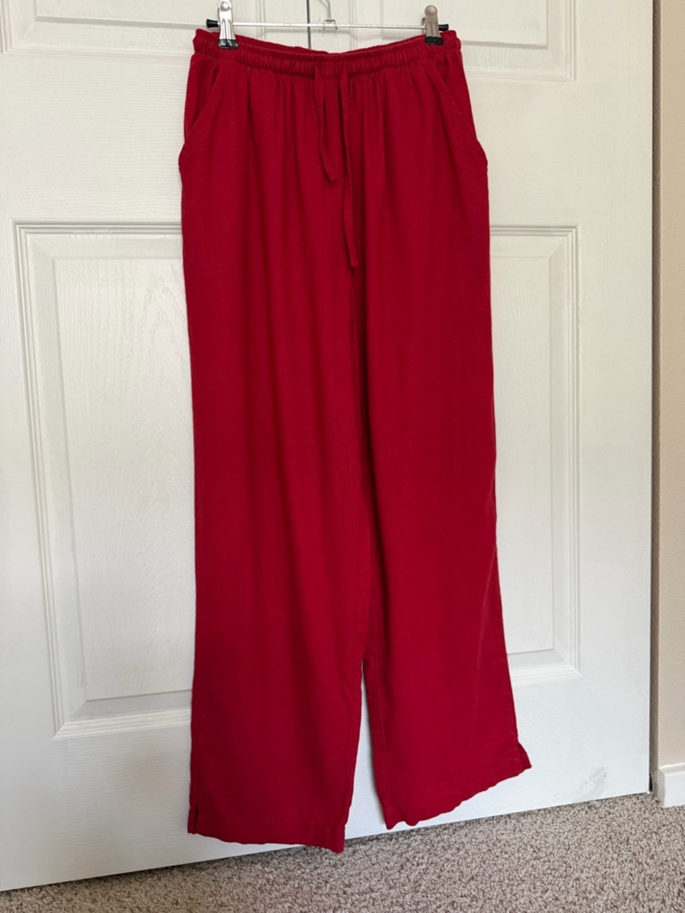 Erika Red Wide-Leg Pull-On Pants